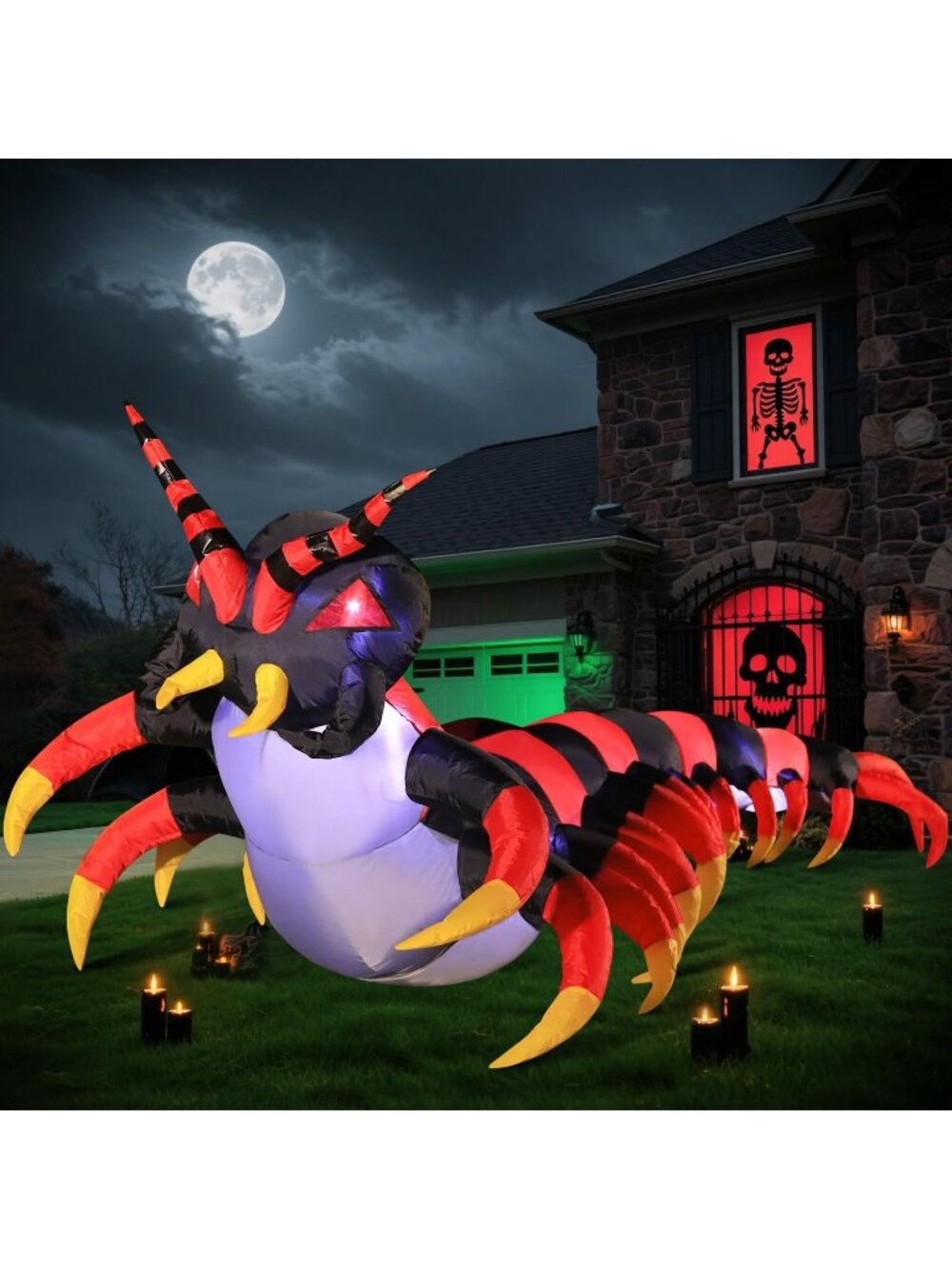 🎃8FT Halloween Inflatable Centipede Outdoor Blow Up LED Lights Yard Decoration